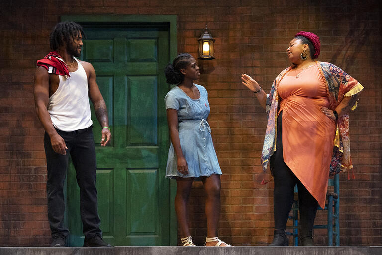 Trevonne Bell, Kaiyah Florence, and Saman Wright in "In the Red and Brown Water"